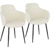 Boyne Dining Accent Chair in Black Metal & Cream Fabric (Set of 2)